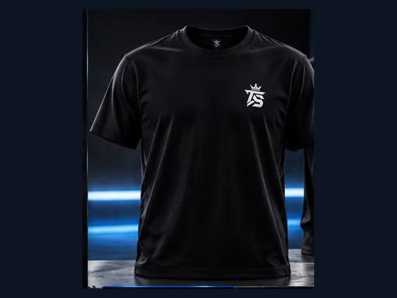 Schwarzes T-Shirt mit dem TrustAsSports-Logo auf der Brust